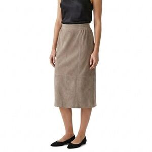 Vintage Danier Beige Suede Leather Midi Skirt Made in Canada Size 18